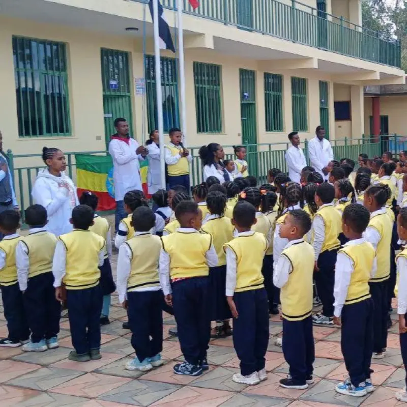 Morning flag ceremony at Keti Primary.